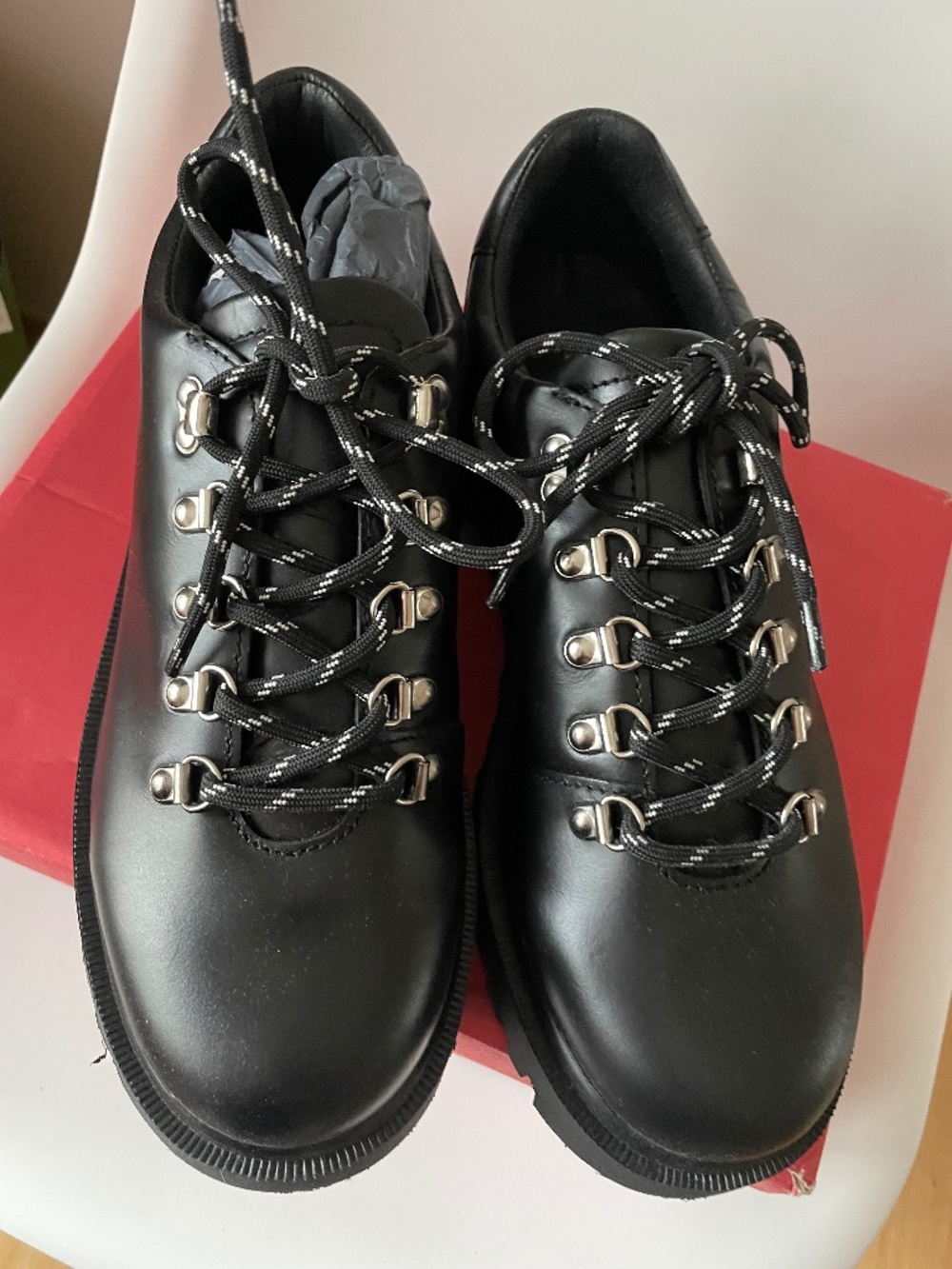 Anthropologie Maeve Lace-Up Low Hiker Shoes in Black EUR 41 NIB